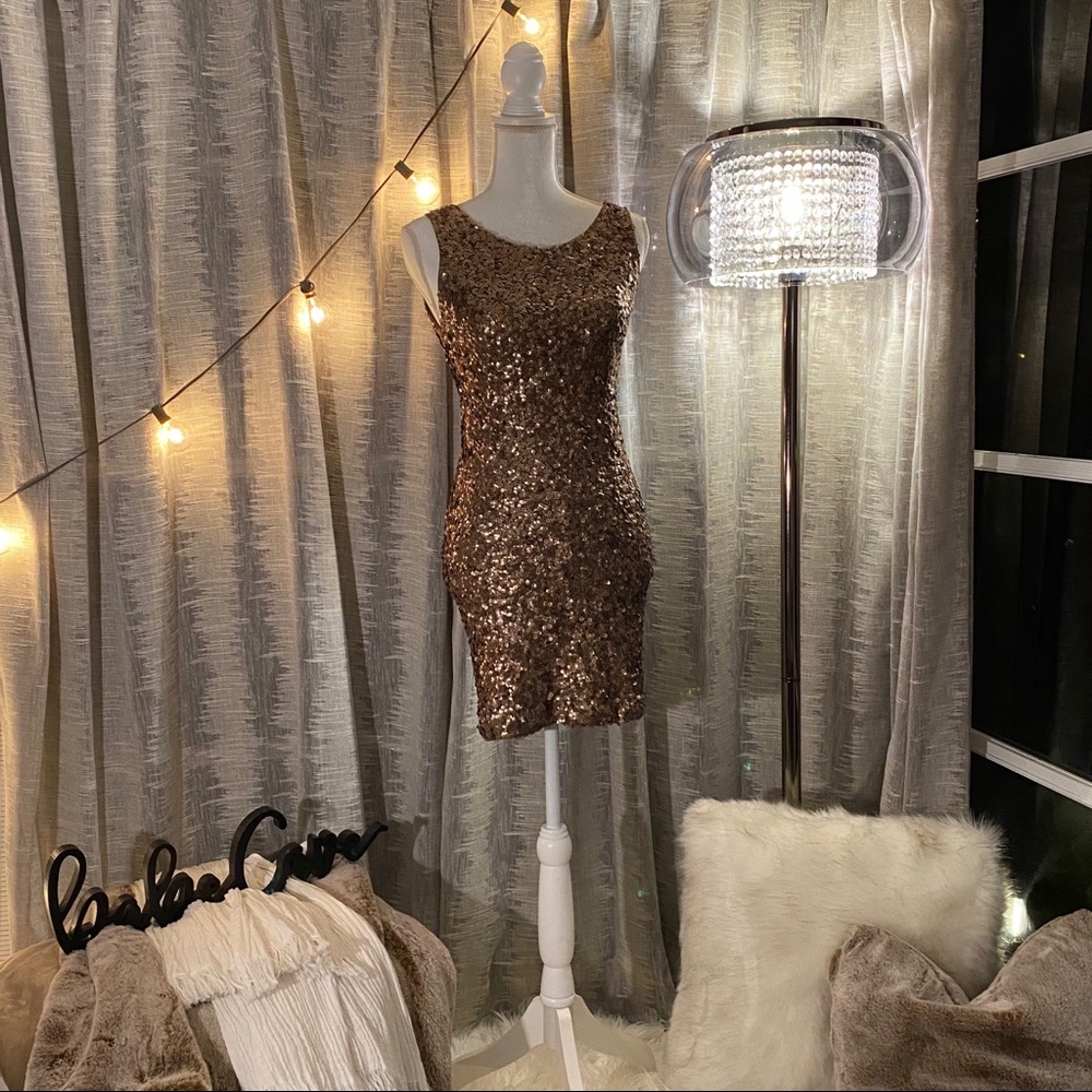 Fun gold sequins dress by Amber Blue